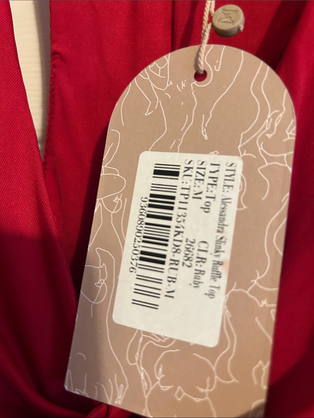 Meshki Red Halter Slinky Ruffled Top - Picture 4 of 4